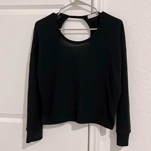 Women’s open back waffle knit long sleeve t-shirt